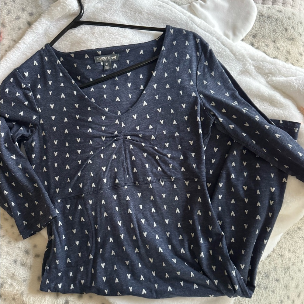 Toad & Co. Blue V-Neck Rosalinda Dress XS